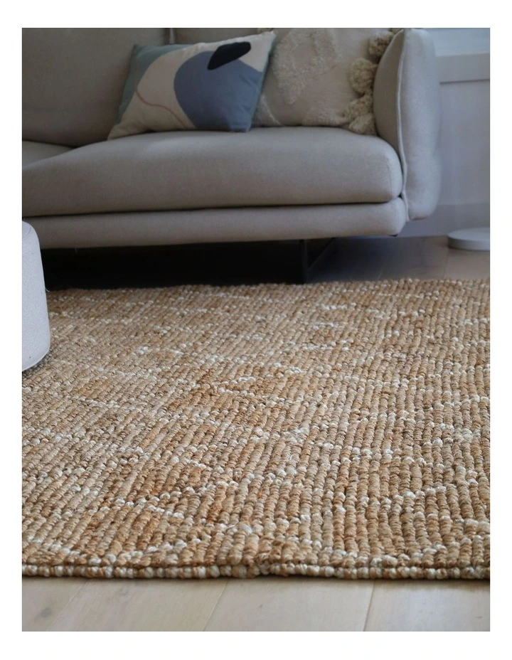 Fab Habitat Anant Decorative Diamond Pattern Natural Fibre Jute Rug in White And Natural image 6
