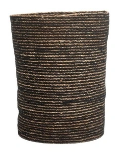 Fab Habitat Williamsburg Seagrass and Jute Laundry & Storage Basket in Black