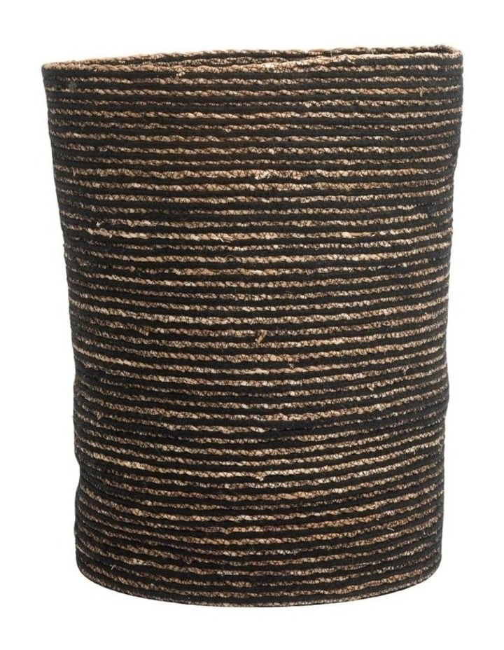 Fab Habitat Williamsburg Seagrass and Jute Laundry & Storage Basket in Black image 1