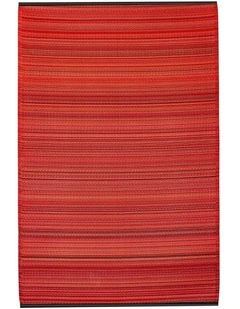 Fab Habitat Cancun Melange Recycled Plastic Outdoor Rug in Sunset Red
