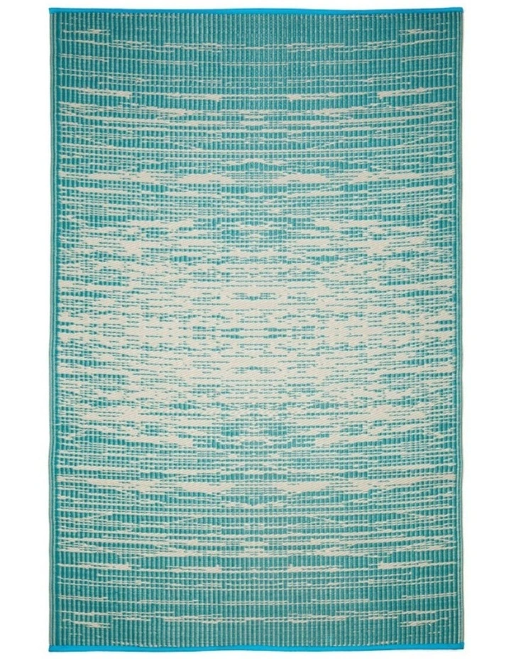 Fab Habitat Brooklyn Modern Recycled Plastic Reversible Outdoor Rug in Teal and Cream image 1