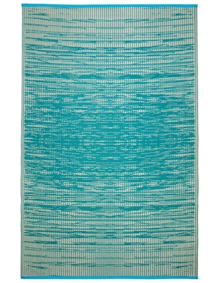 Fab Habitat Brooklyn Modern Recycled Plastic Reversible Outdoor Rug in Teal and Cream image 3