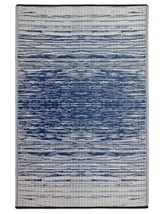 Fab Habitat Brooklyn Modern Recycled Plastic Reversible Outdoor Rug in Navy and Cream