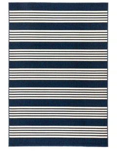 Fab Habitat Mariona Stripes Outdoor Rug in Blue