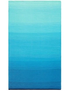Fab Habitat Big Sur Modern Recycled Plastic Outdoor Rug in Blue
