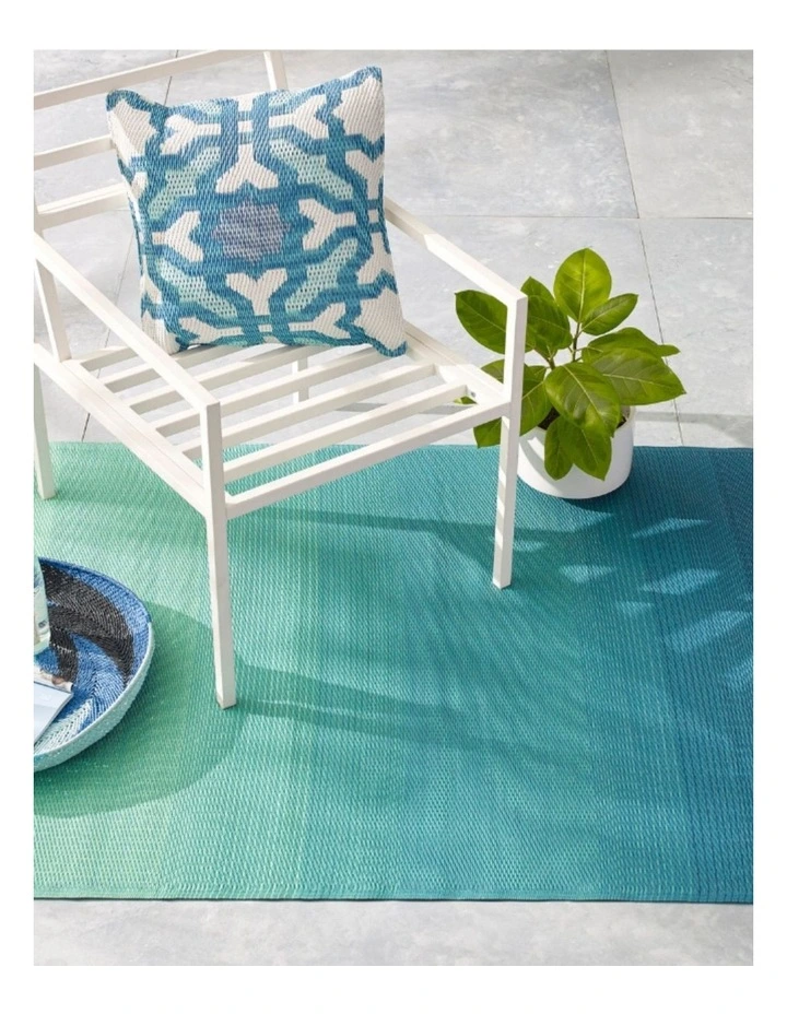 Fab Habitat Big Sur Modern Recycled Plastic Outdoor Rug in Blue image 2