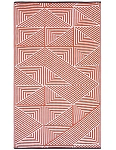 Fab Habitat Tokyo Recycled Plastic Outdoor Rug in Burnt Orange and White