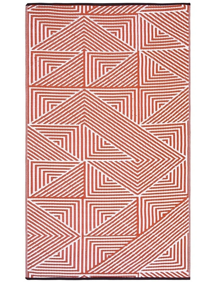 Fab Habitat Tokyo Recycled Plastic Outdoor Rug in Burnt Orange and White image 1