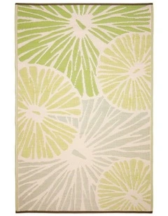 Fab Habitat Citrus Lily Botanical Recycled Plastic Reversible Outdoor Rug in Green
