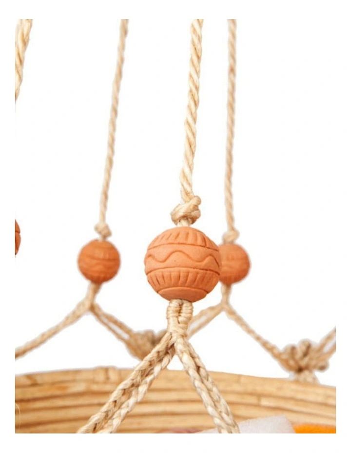 Fab Habitat Sika Red Beads Set of 4 Handmade Macrame Jute Plant Hanger and Pot Holder image 2
