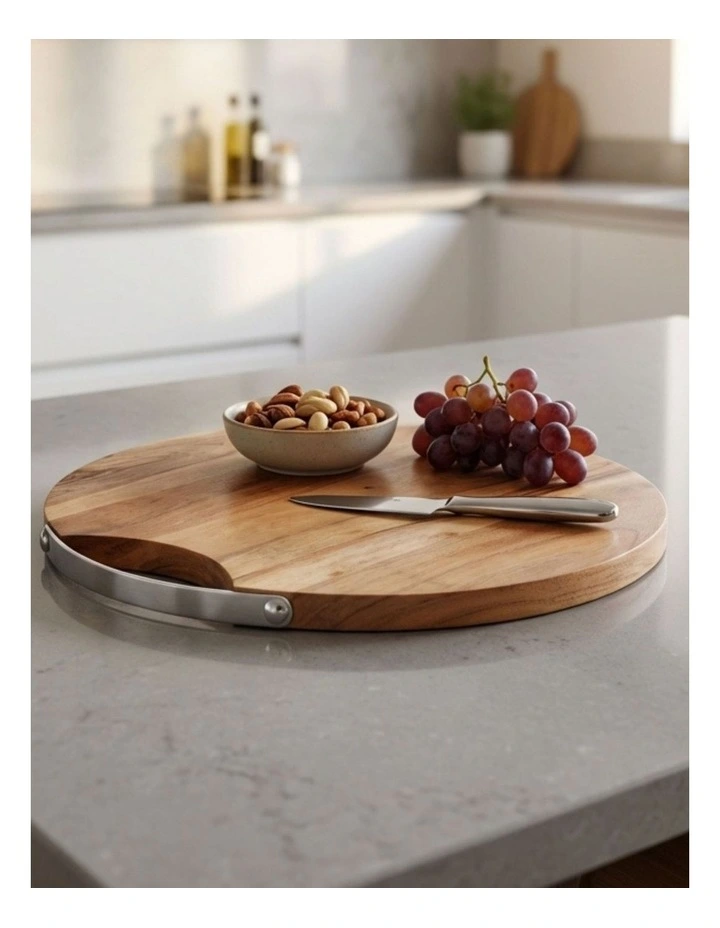 Fab Habitat Amla Acacia Wood Round Serving Board image 2