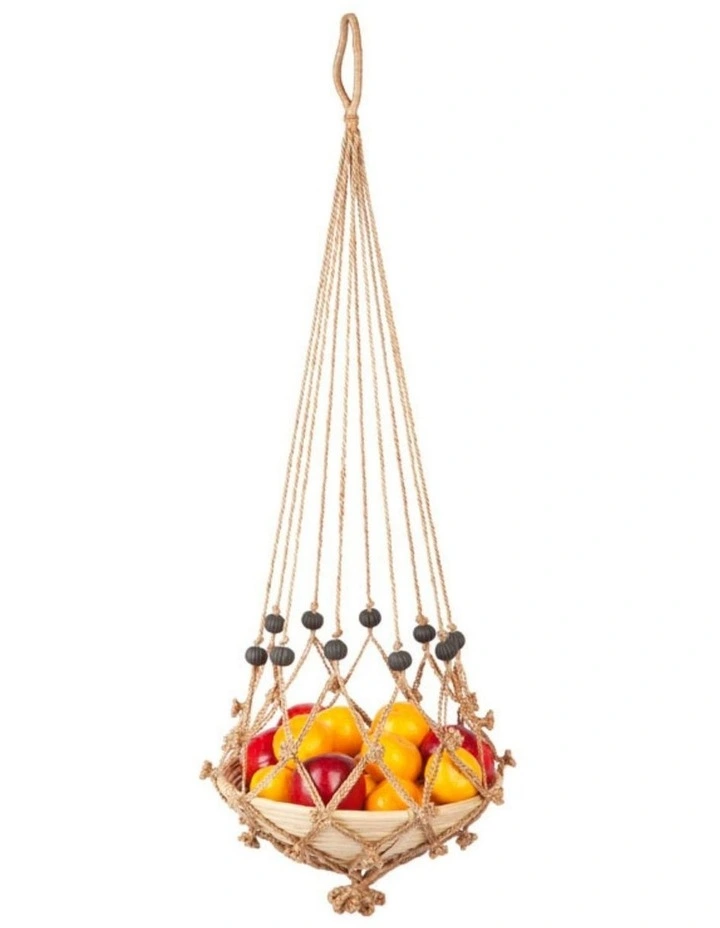 Fab Habitat Sika Black Beads Set of 4 Handmade Macrame Jute rope Plant Hanger and Pot Holder image 1