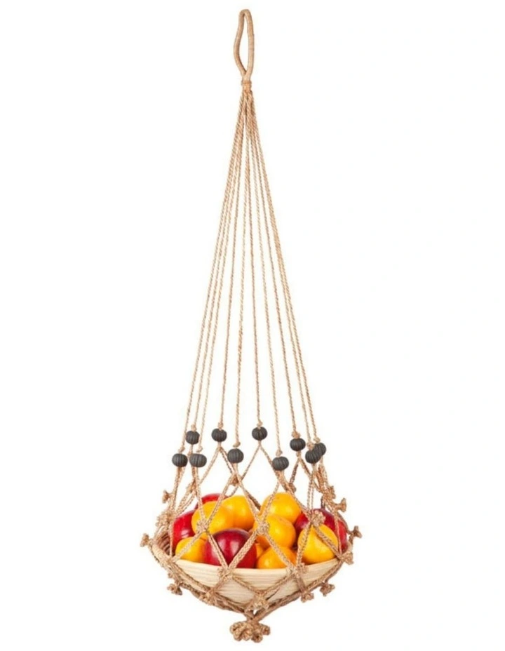 Fab Habitat Sika Black Beads Set of 4 Handmade Macrame Jute rope Plant Hanger and Pot Holder image 3