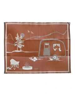 Fab Habitat Campsite Foldable Waterproof Large Camping Carpet for Outdoor in Beige & Brown