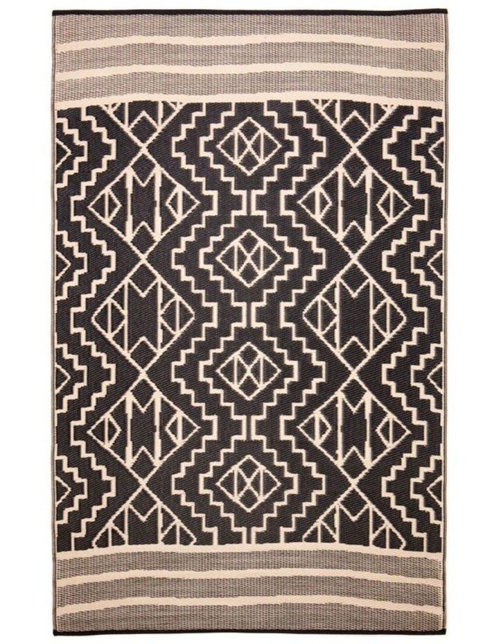 Fab Habitat Kilimanjaro Tribal African Recycled Plastic Outdoor Rug in Beige and Black image 1