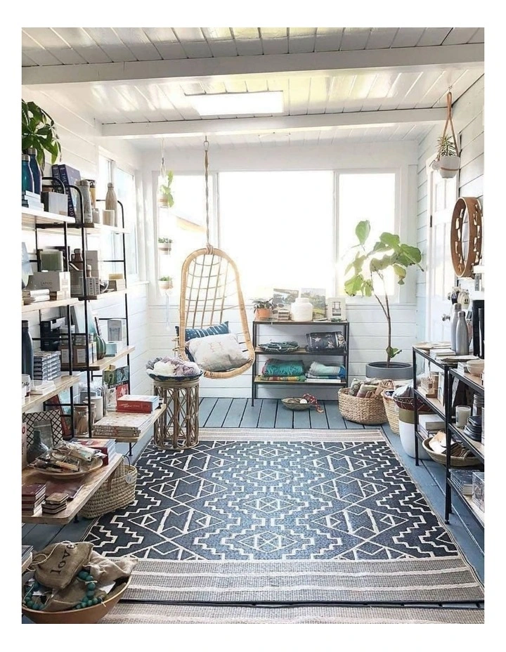 Fab Habitat Kilimanjaro Tribal African Recycled Plastic Outdoor Rug in Beige and Black image 2