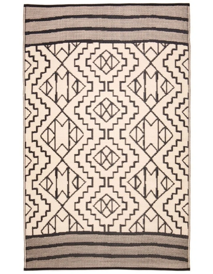 Fab Habitat Kilimanjaro Tribal African Recycled Plastic Outdoor Rug in Beige and Black image 3