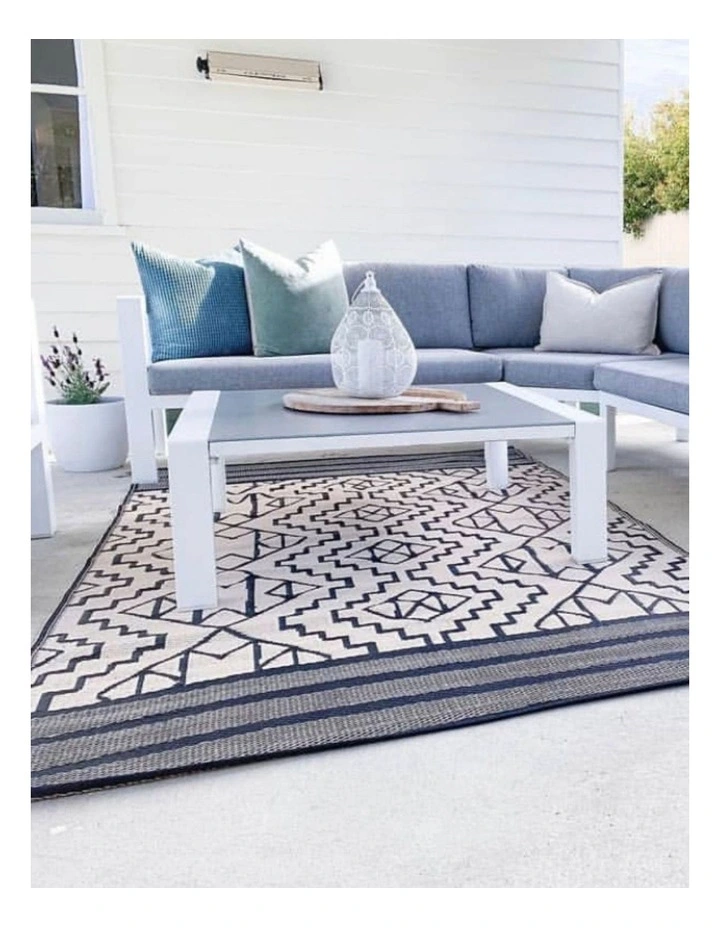 Fab Habitat Kilimanjaro Tribal African Recycled Plastic Outdoor Rug in Beige and Black image 4