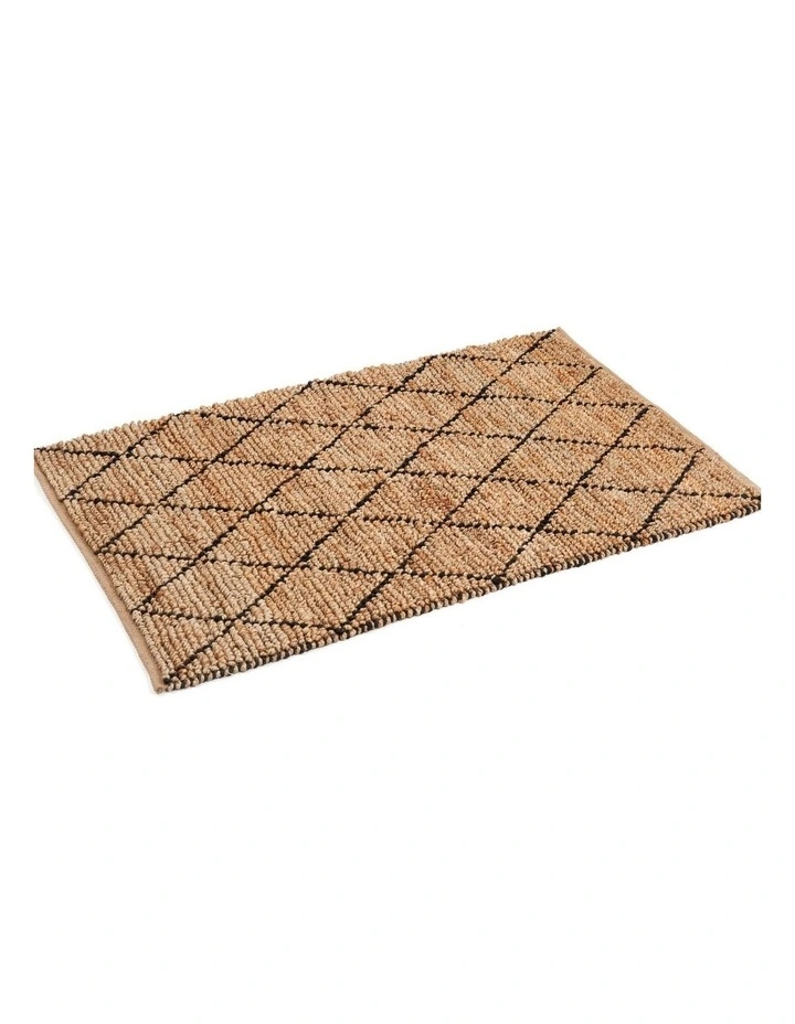 Fab Habitat Anant Decorative Diamond Pattern Natural Fibre Jute Rug in Black And Natural image 2