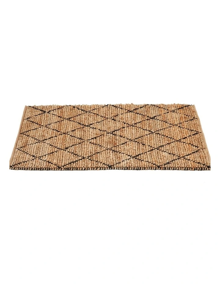 Fab Habitat Anant Decorative Diamond Pattern Natural Fibre Jute Rug in Black And Natural image 4