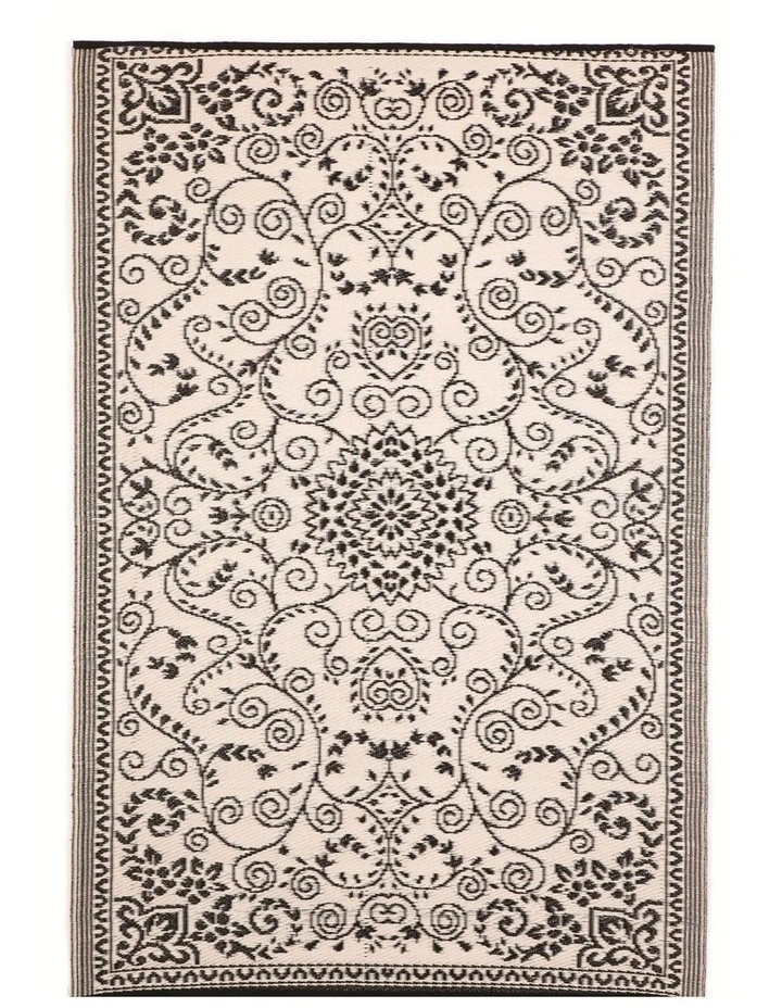 Fab Habitat Murano Traditional Recycled Plastic Reversible Outdoor Rug in Black and Cream image 3