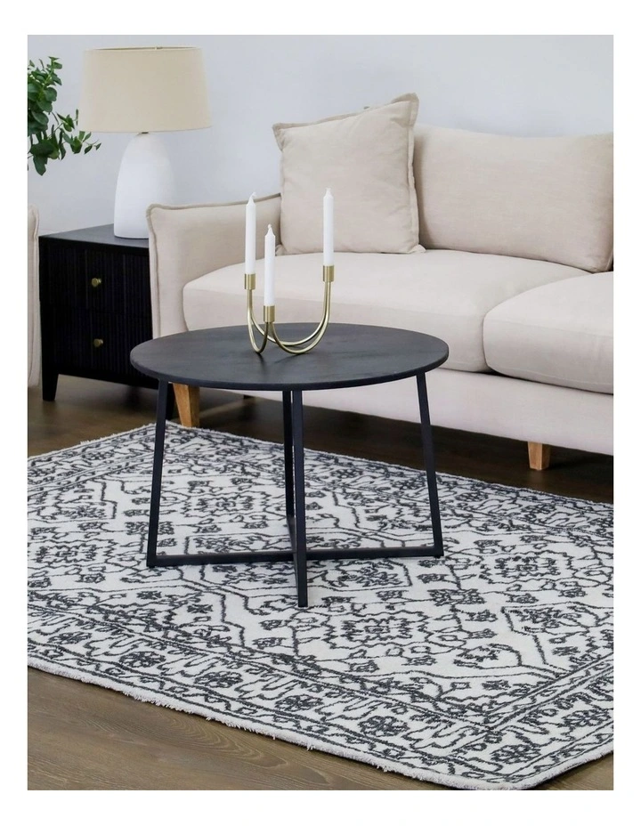 Fab Habitat Neel Wool Rug in Ivory and Black image 2