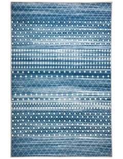 Fab Habitat Subarashi Modern Distressed Non Slip Rug in Blue