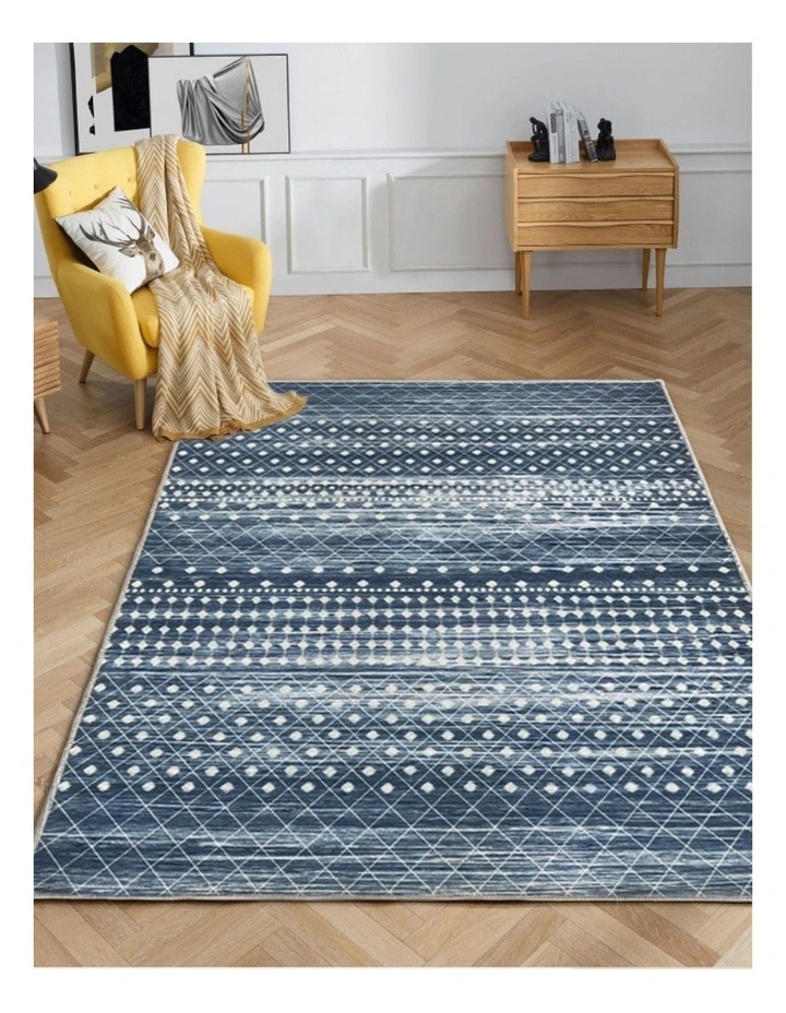 Fab Habitat Subarashi Modern Distressed Non Slip Rug in Blue image 5
