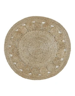 Fab Habitat Mehak Round Decorative Jute Natural Fibre Rug in Natural