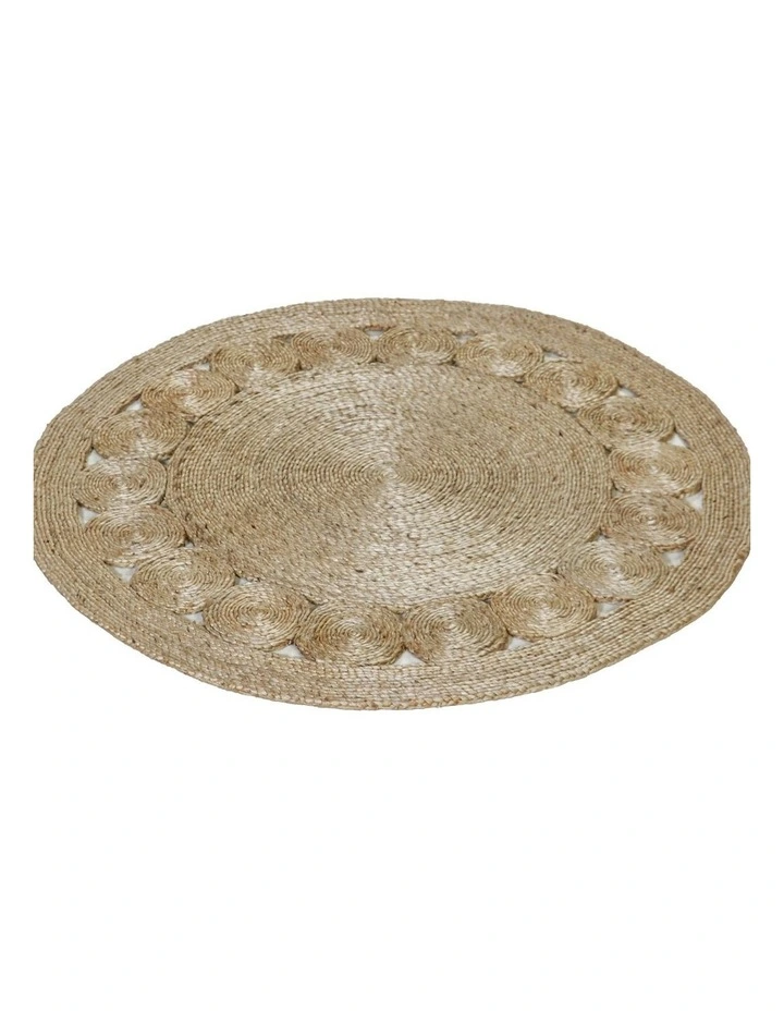 Fab Habitat Mehak Round Decorative Jute Natural Fibre Rug in Natural image 3