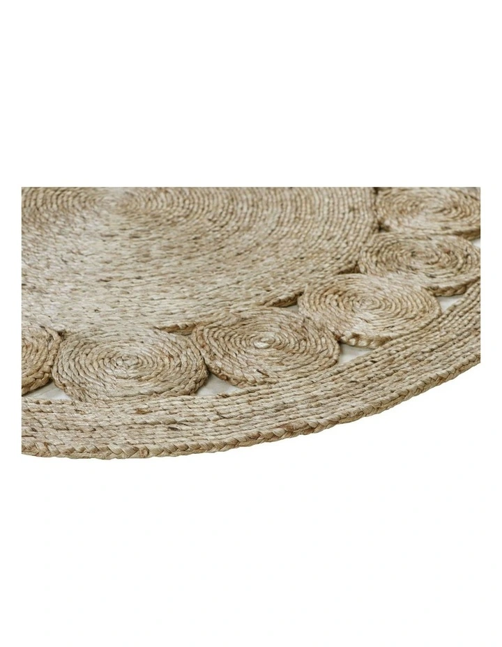 Fab Habitat Mehak Round Decorative Jute Natural Fibre Rug in Natural image 4