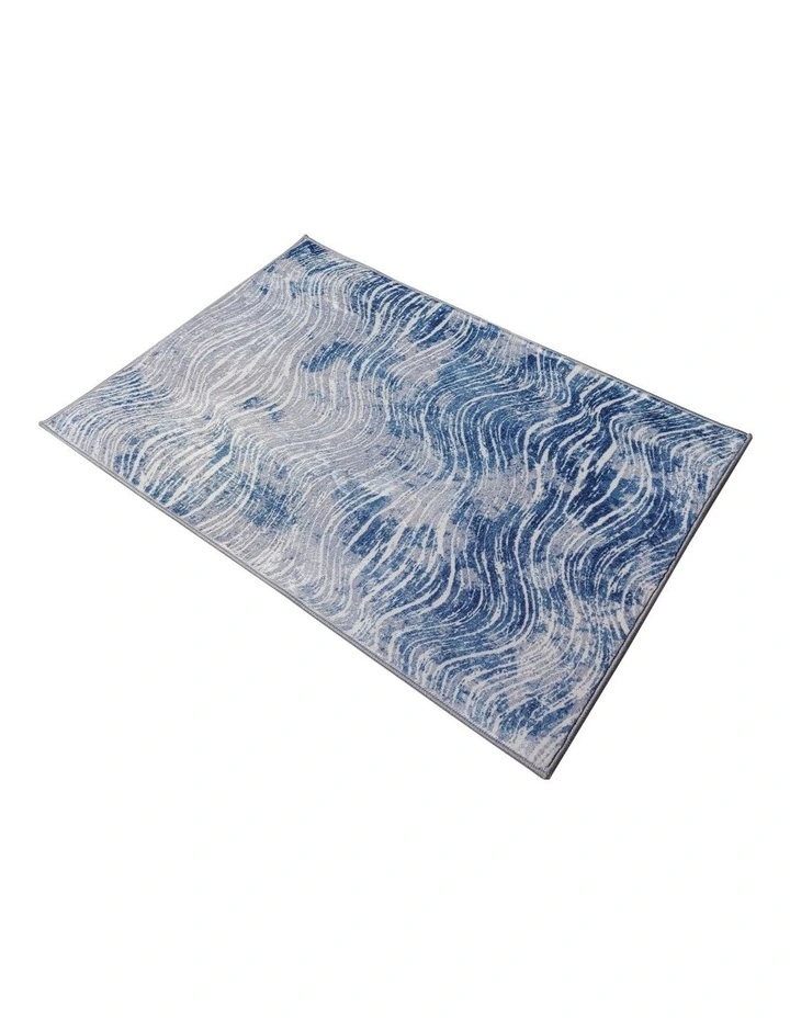 Fab Habitat Shikhar Modern Distressed Machine Washable Rug in Blue image 2