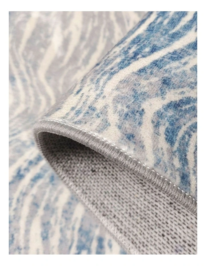 Fab Habitat Shikhar Modern Distressed Machine Washable Rug in Blue image 3
