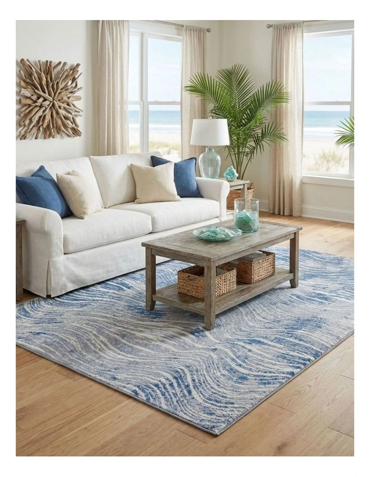 Fab Habitat Shikhar Modern Distressed Machine Washable Rug in Blue image 4