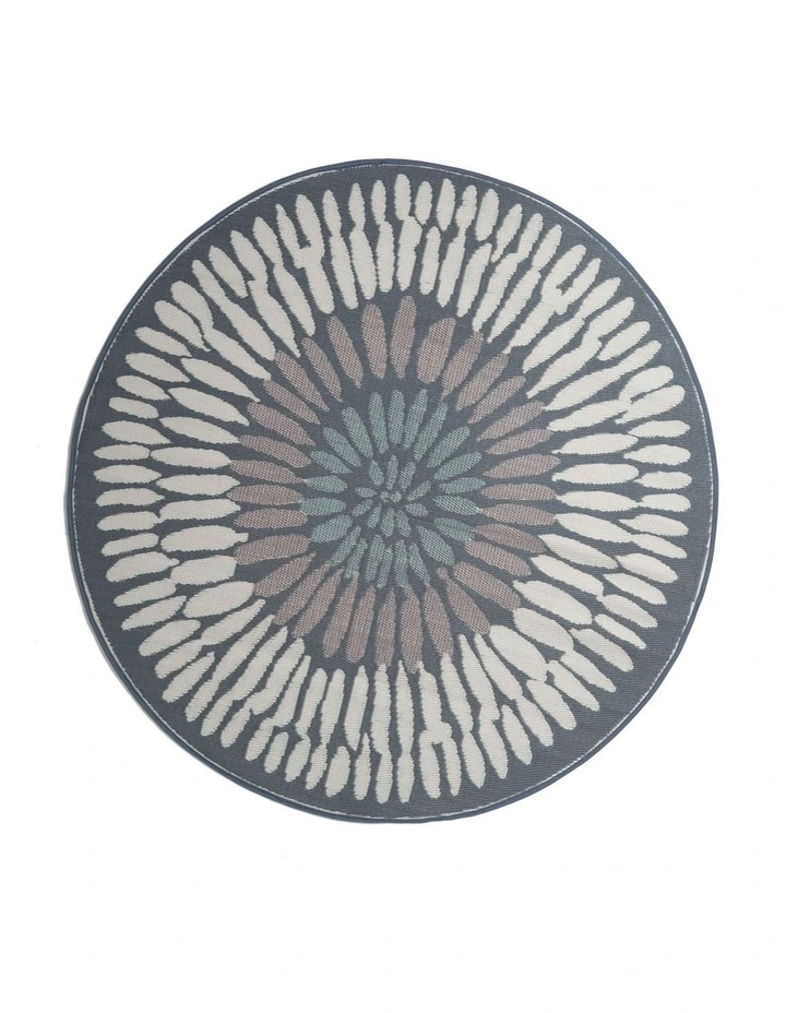 Fab Habitat Azores Recycled Plastic Round Outdoor Rug in Grey image 2