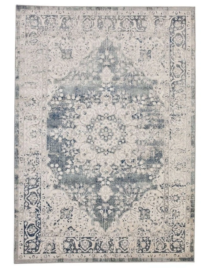 Fab Habitat Mangan Traditional Distressed Rug in Navy and White image 1