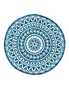 Fab Habitat Pushpa Floral Recycled Plastic Reversible Outdoor Rug in Blue and White