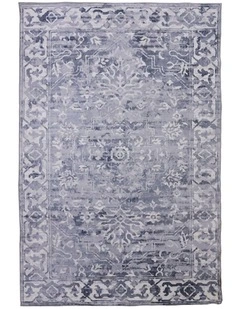 Fab Habitat Shay Traditional Distressed Machine Washable Rug in Grey