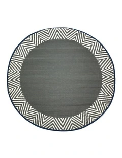 Fab Habitat Olympia Round Recycled Plastic Reversible Outdoor Rug in Grey and White