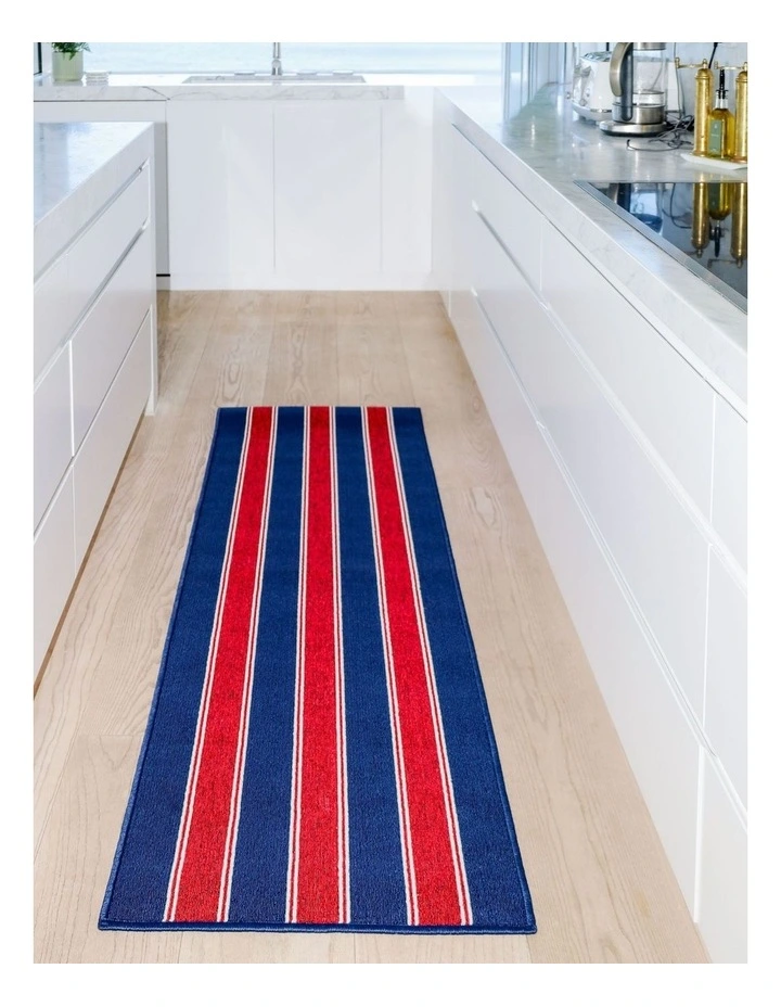 Fab Habitat Eloise Striped Polypropylene Kitchen Mat In Navy Blue image 2