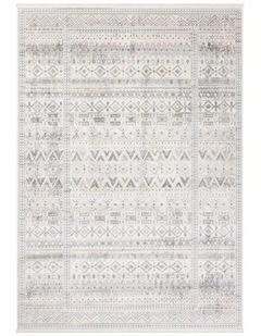 Fab Habitat Ikop Traditional Distrssed Rug in Light Grey and White