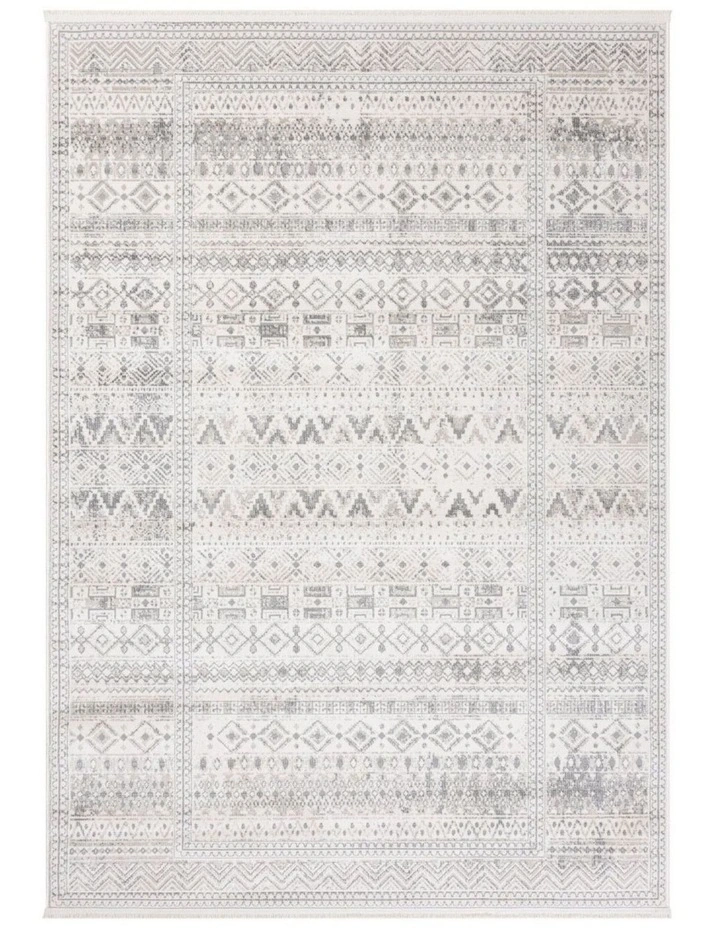Fab Habitat Ikop Traditional Distrssed Rug in Light Grey and White image 1