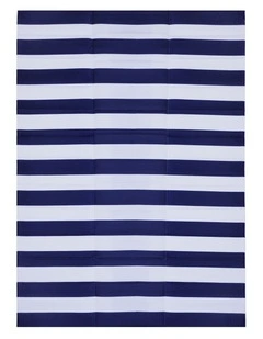 Fab Habitat Brittany Stripes Foldable Waterproof Caravan Outdoor Mat in Blue and White
