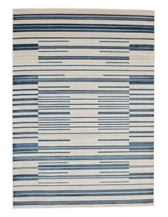 Fab Habitat Yomi Indoor Outdoor Rugs in Navy Blue and Cream