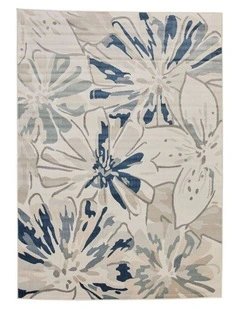 Fab Habitat Tawang Indoor Outdoor Rugs in Navy Blue and Cream