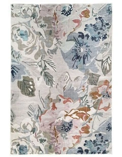 Fab Habitat Kyul Floral Machine Washable Rug in Multicolour