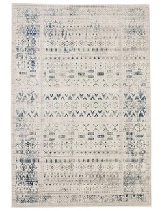 Fab Habitat Izmir Traditional Distrssed Rug in Navy and White
