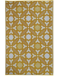 Fab Habitat Seville Recycled Plastic Outdoor Rug in Yellow