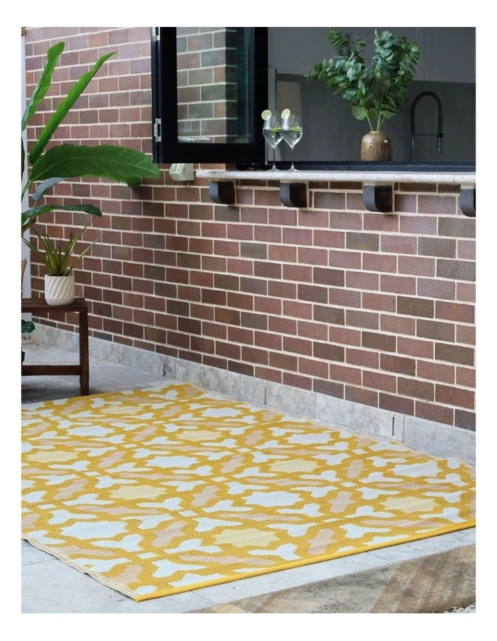Fab Habitat Seville Recycled Plastic Outdoor Rug in Yellow image 2