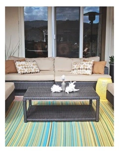 Fab Habitat Cancun Melange Recycled Plastic Outdoor Rug in Lemon